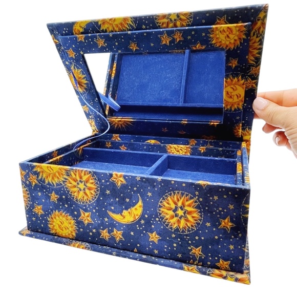 Celestial Fabric Covered Trinket/Jewelry Box